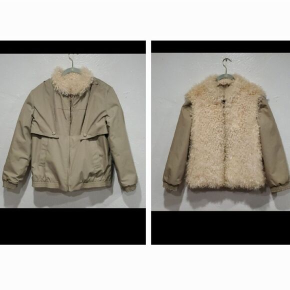 Vintage Reversible Genuine Curly Lamb Fur Coat Size 8 or M - Picture 1 of 16